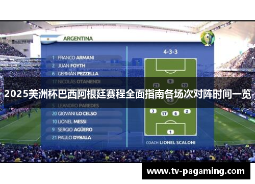 2025美洲杯巴西阿根廷赛程全面指南各场次对阵时间一览